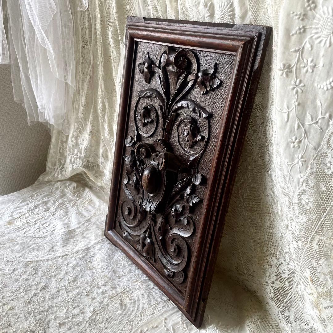 ウッドカービングパネル②木製パネル　卓上ディスプレイボード　フランスアンティーク