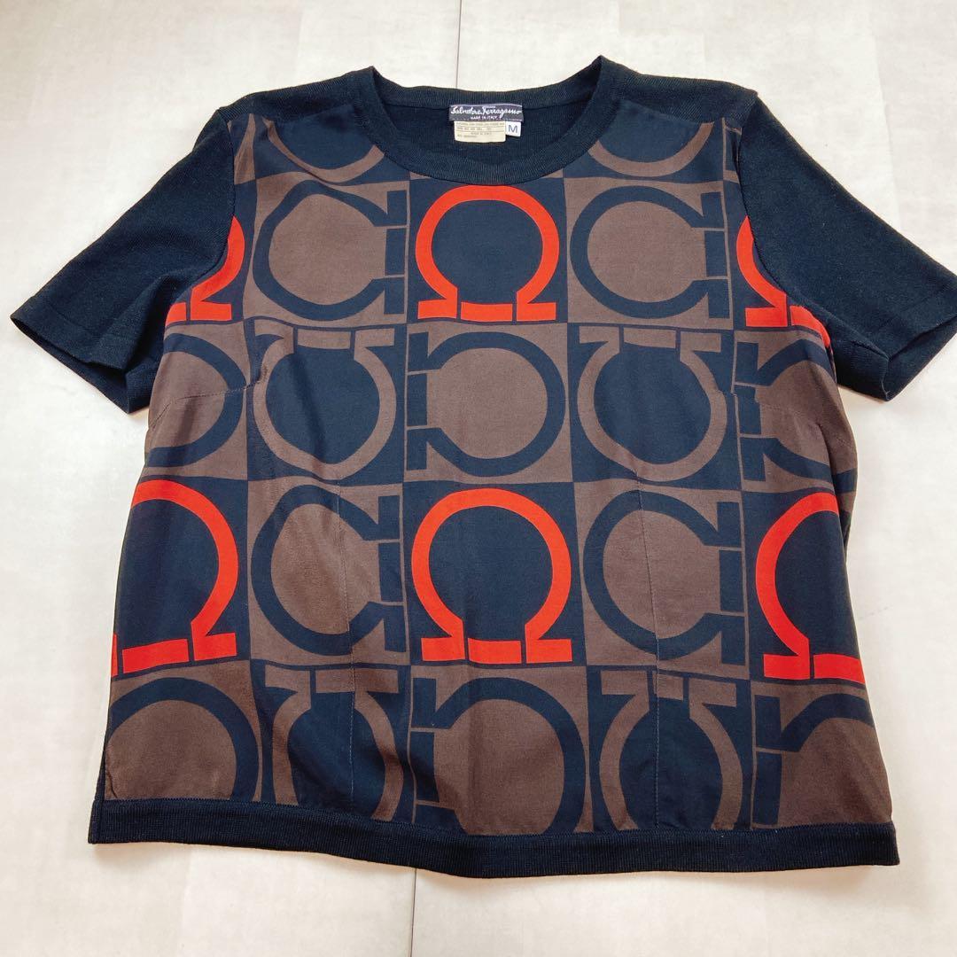 極美品 フェラガモ ガンチーニシルク100 ニットアンサンブル カーディガン