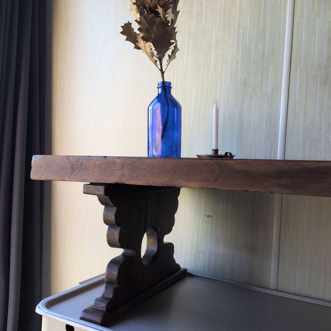 ブロカント古道具アンティーク重厚な経机 天板厚　5センチ　ローテーブル