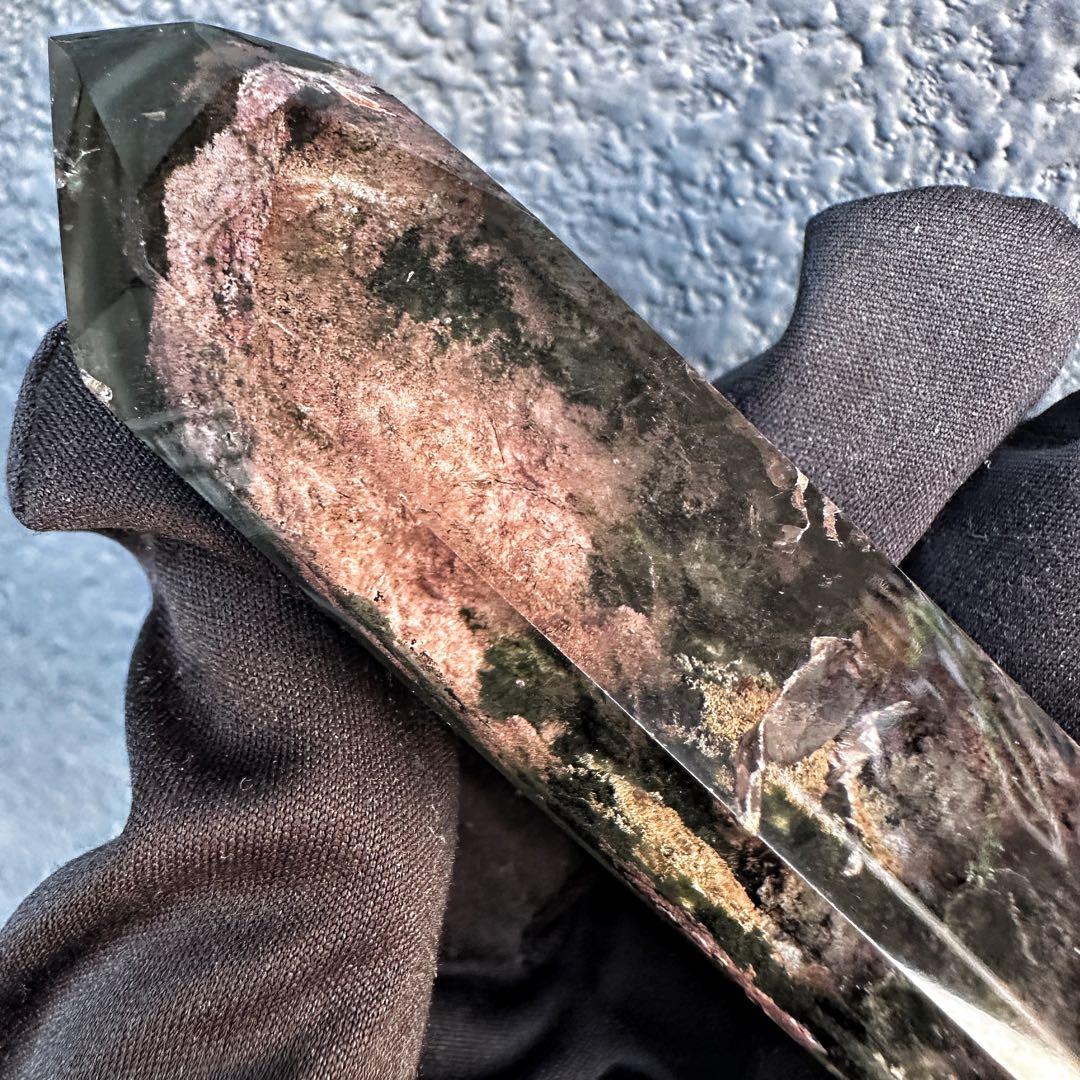 ガーデンクォーツインクォーツ六角柱レインボー☆庭園水晶ポイント☆天然石A1240