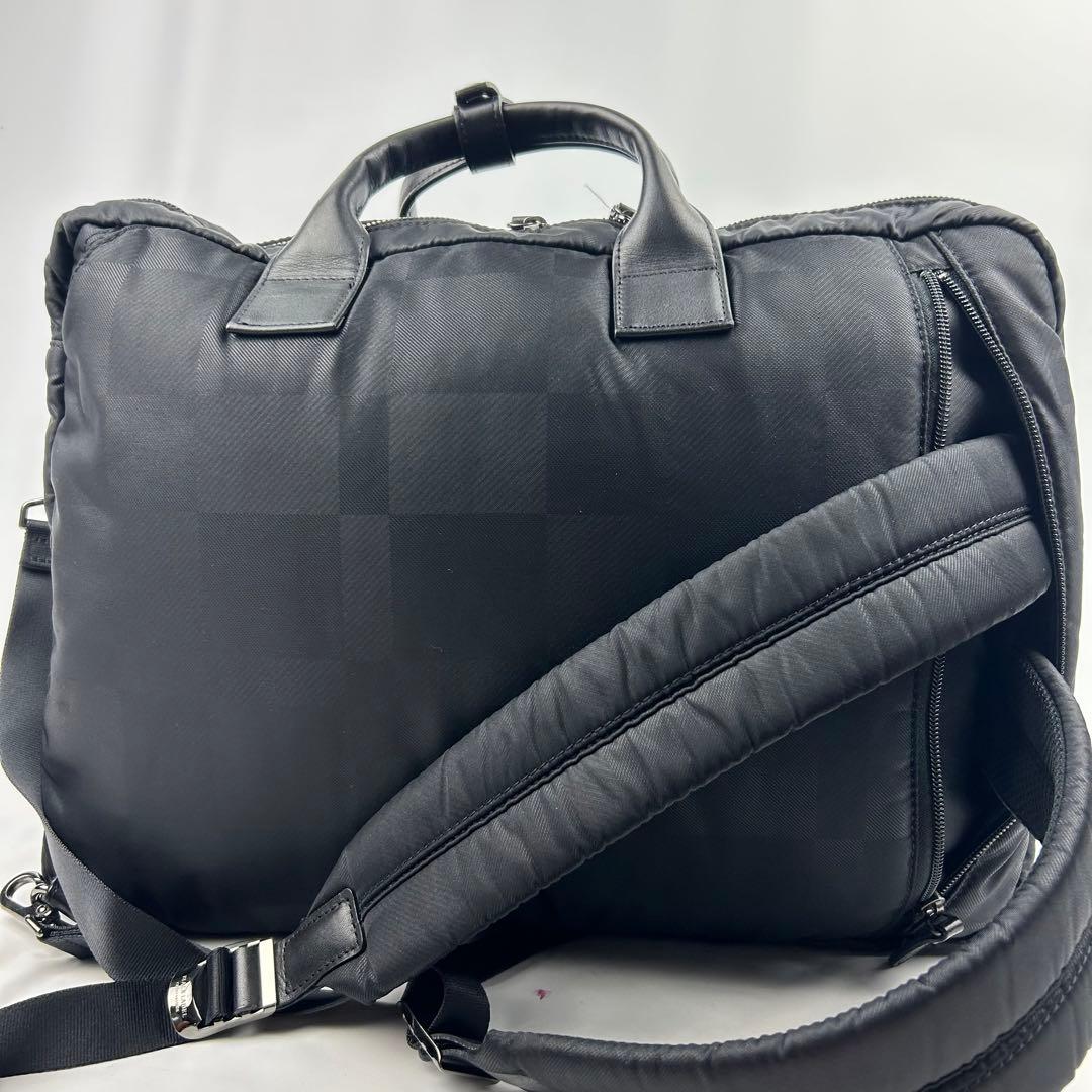 【美品】ブラックレーベル　ビジネスバッグ　リュック　3way チェック　2層