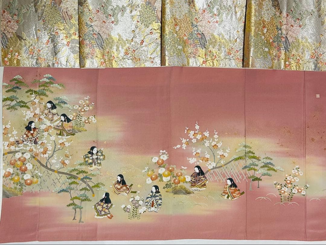 作家物　手書き友禅に金糸たっぷりの寿光織 高級色留袖6点セット　共誂え正絹長襦袢