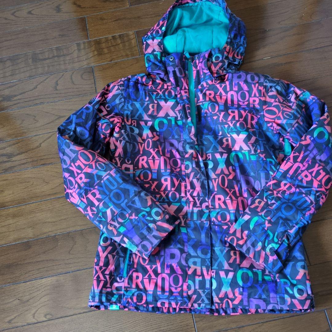 ROXY　スノボウェア　上下セット　Ｍ　ロゴ　総柄　　　パープル　クリーニング済