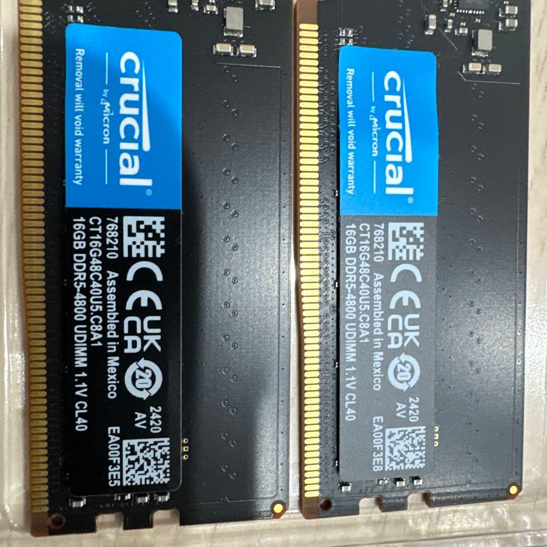 CT16G48C40U5 [DDR5 PC5-38400 16GB] 2枚
