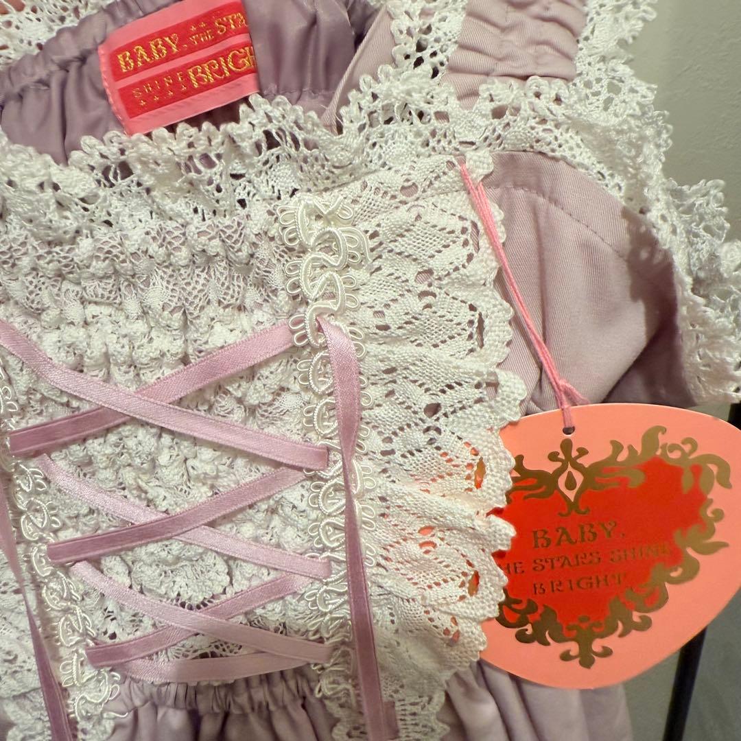 babydoll 白xラベンダー ジャンパースカート