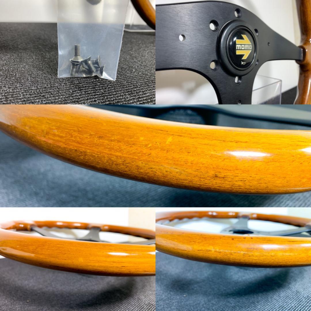 良品 モモ ウッドステアリング 36.5φ 94年製 ホーンボタン＆ネジ6本付き