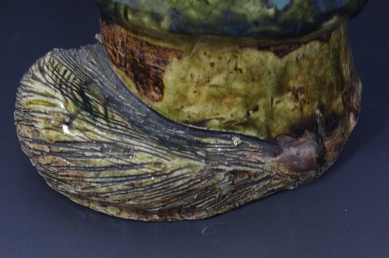 古い時代◆釉薬(うわぐすり・ゆうやく)　五彩陶器　焼き物　狸　たぬき◆30㎝