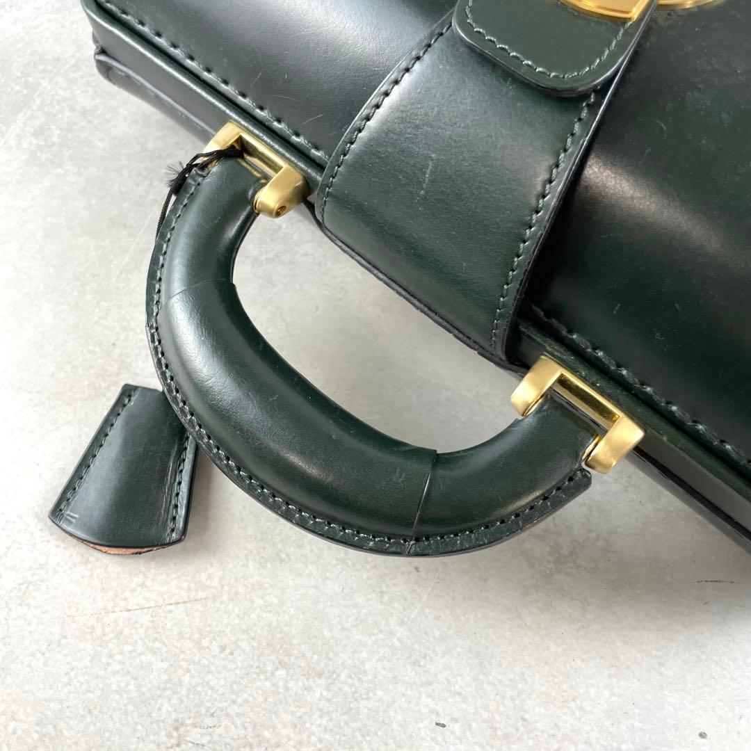 極美品✨ ココマイスター ミニダレスバッグ ブライドルレザー チャーム グリーン