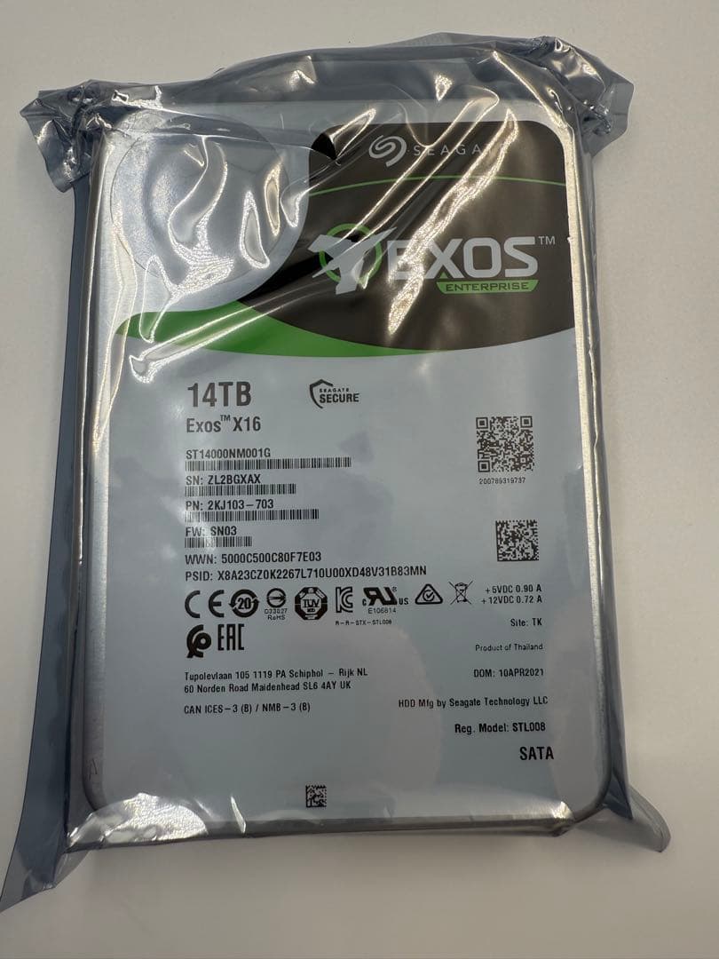 Seagate Exos X16 14TB HDD 3台