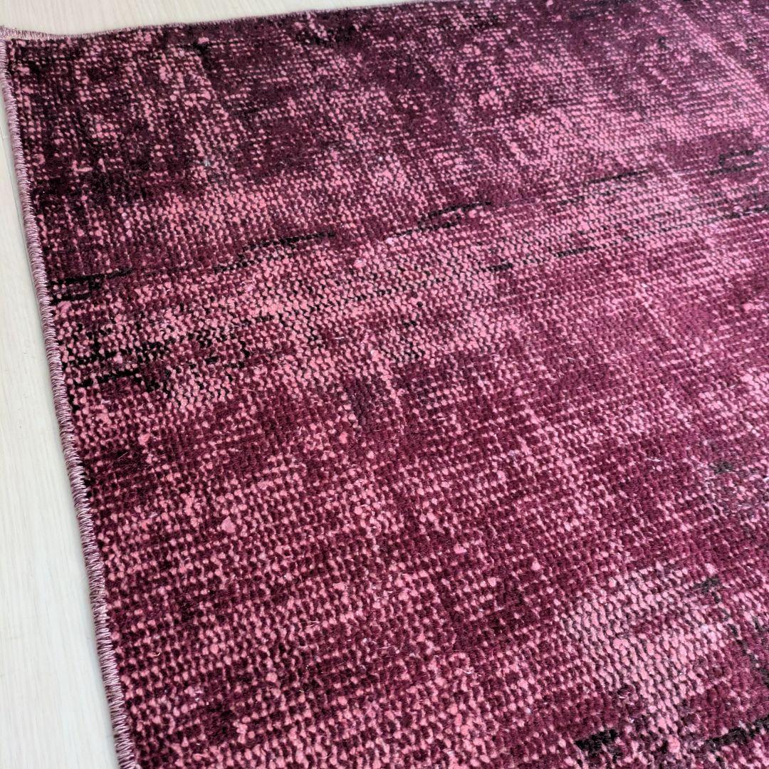 82×198 ボルドーレッドオーバーダイ　トルコヴィンテージラグ