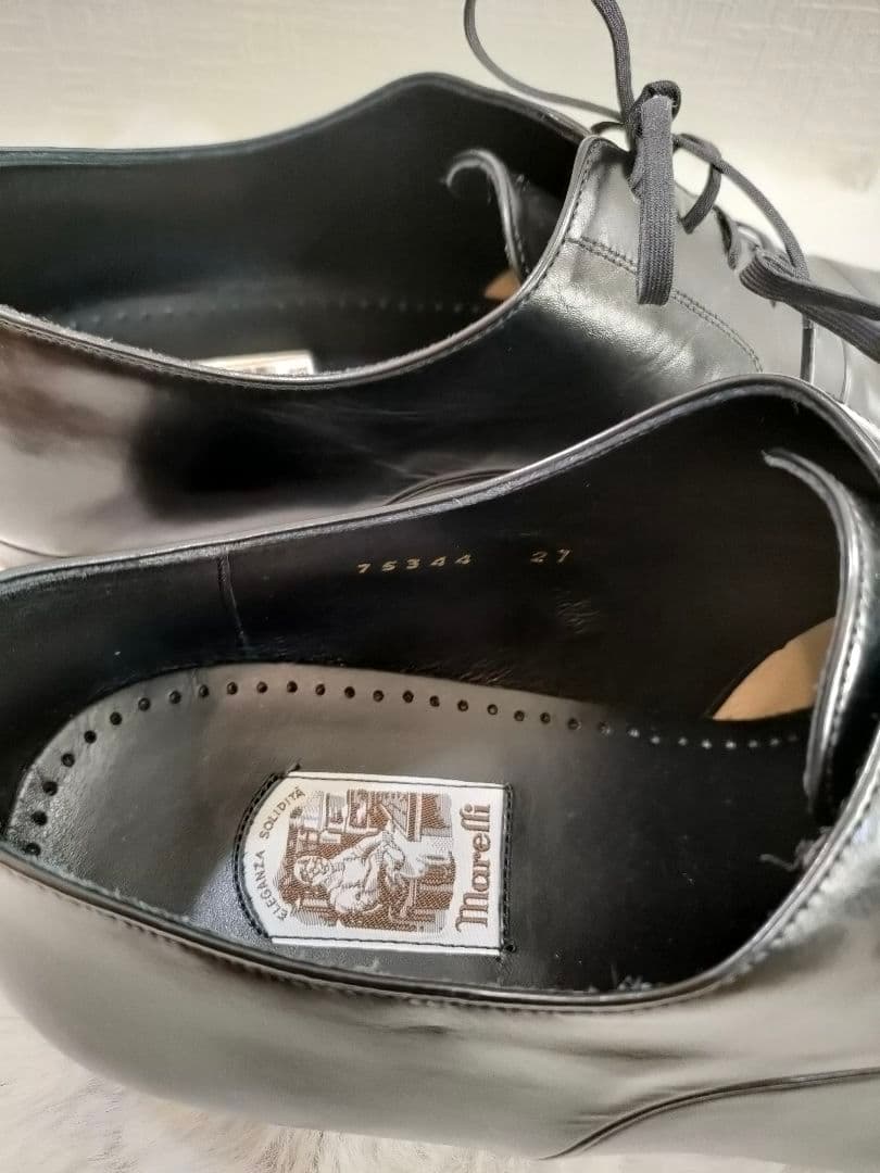 【未使用級】Marelli マレリー 本革 ストレートチップ 革靴 ブラック