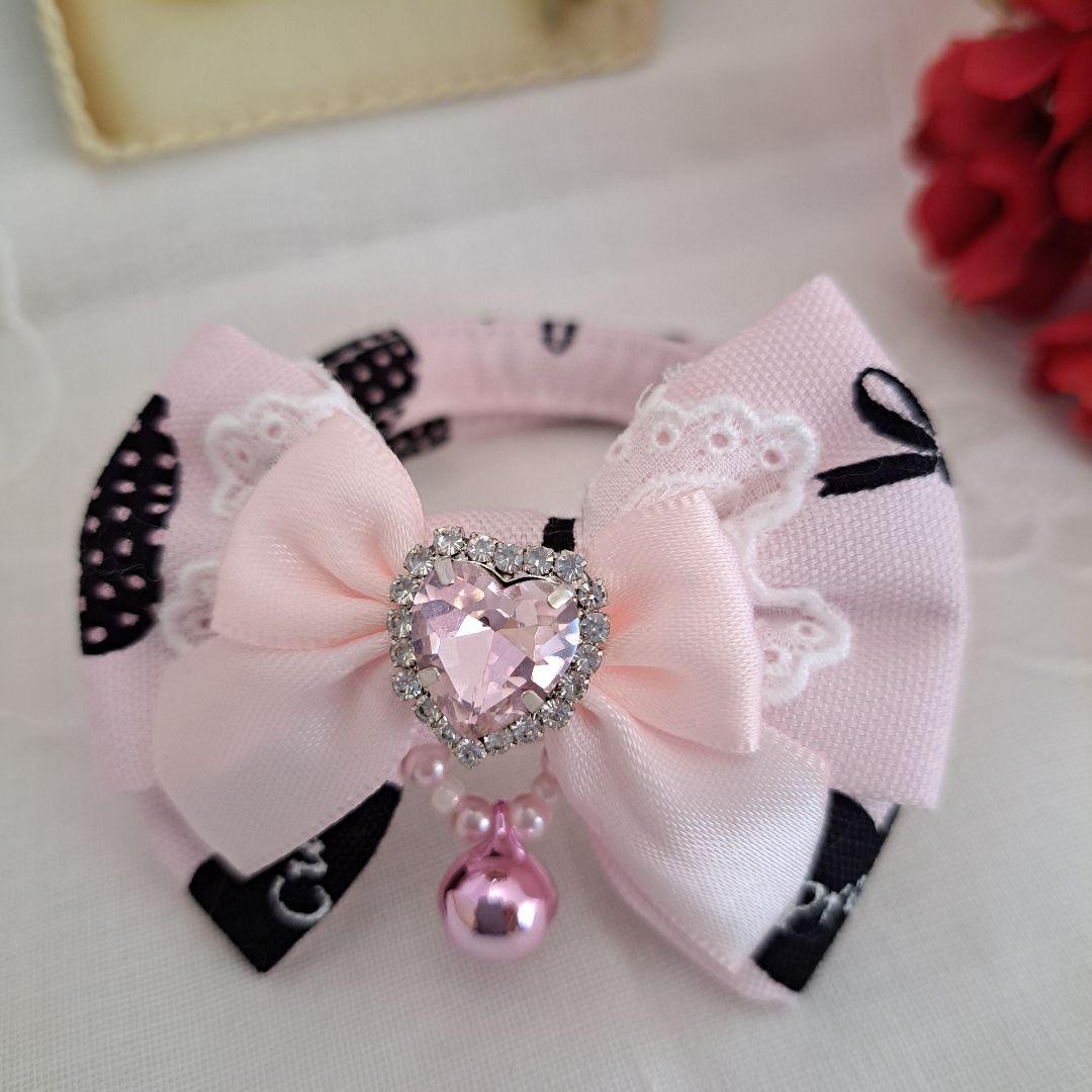 バレンタインハート柄(ピンク)わんちゃん猫ちゃん用首輪