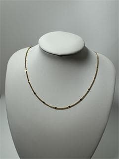 《日本製》K18ゴールドチェーンネックレス ビーズ装飾付き2.2g