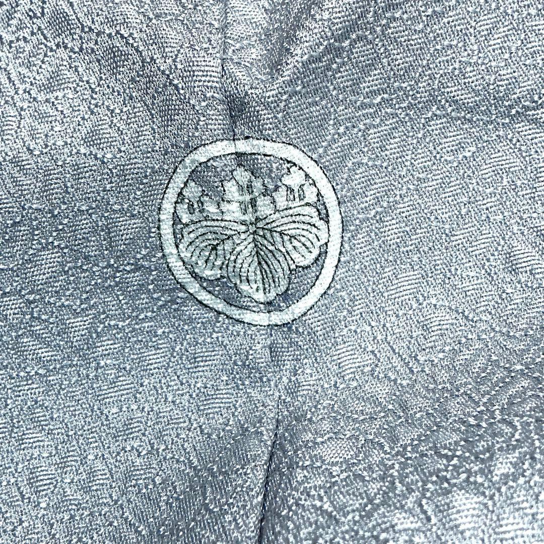 b331 正絹　袷　色無地　一つ紋　グレー　未使用しつけ付極美品　着物