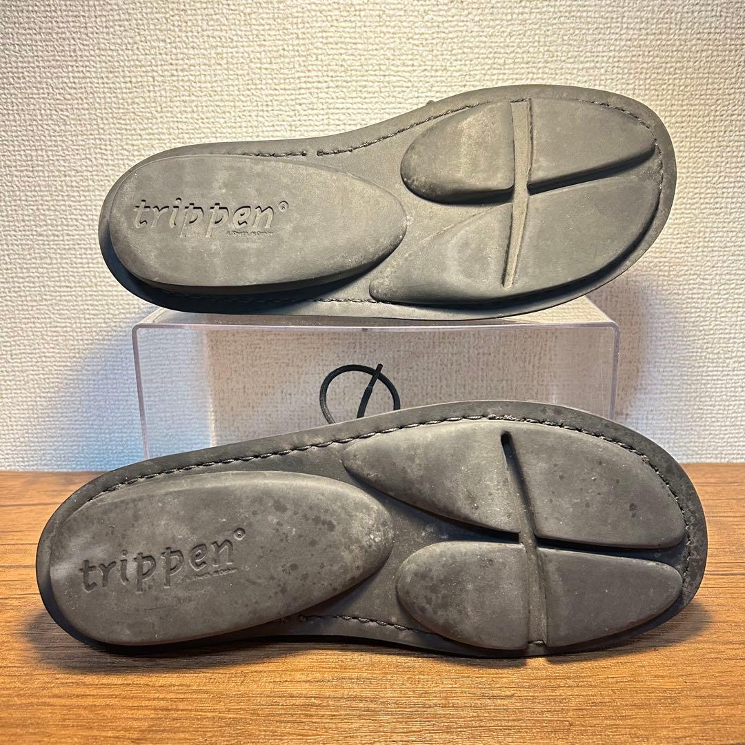 【美品・希少デザイン】trippen 黒 レザーレースアップシューズ 37