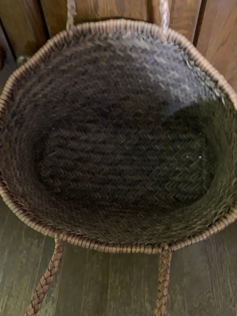 ドラゴン?Dragon? 革編み込みかごバッグ 45R好きさんにも 中古美品 大