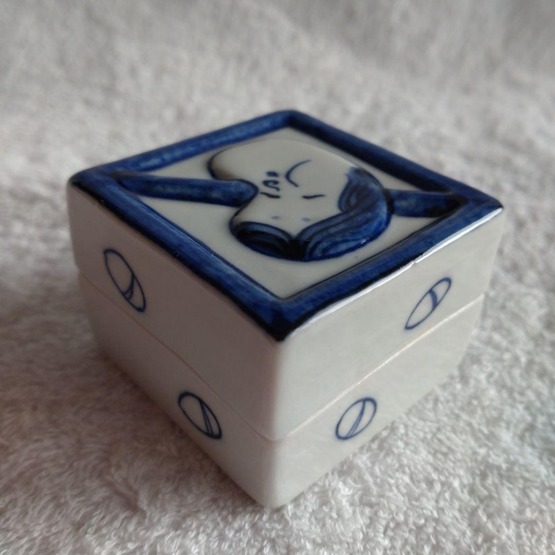 茶道具　福枡香合　京焼　清水焼　高野昭阿弥造　お福　鬼　豆　節分　共箱