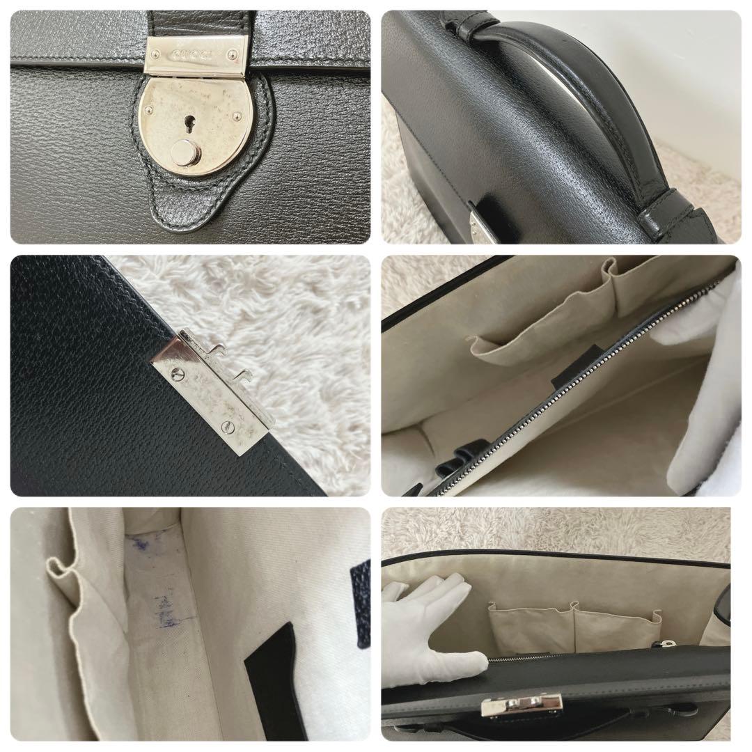 美品　GUCCI ブラックレザービジネスバッグ