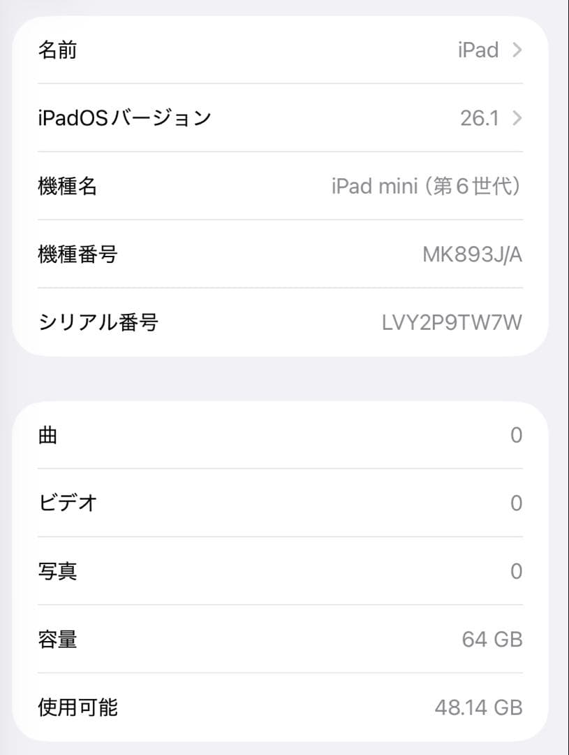 iPad mini 6｜64GB｜スペースグレイ｜Wi-Fi+Cellular
