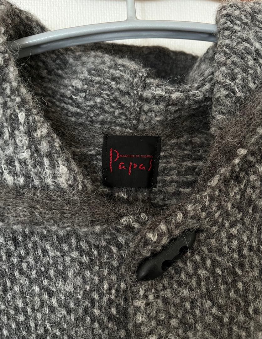 Papas フード付きニットセーター グレー