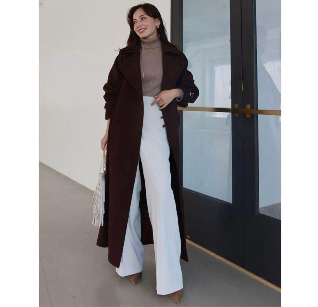 【美品】anuans アニュアンス ウールトレンチコート BROWN