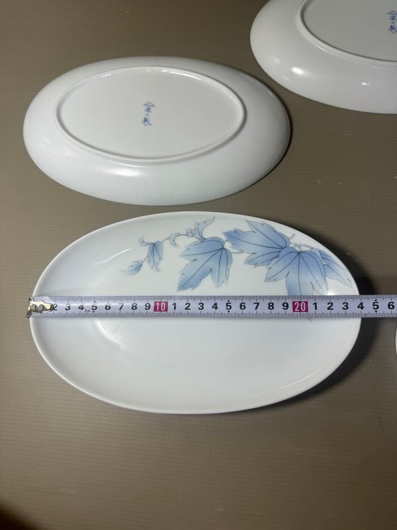 2596 深川製磁　ブルーリーフ　楕円皿　5客　未使用