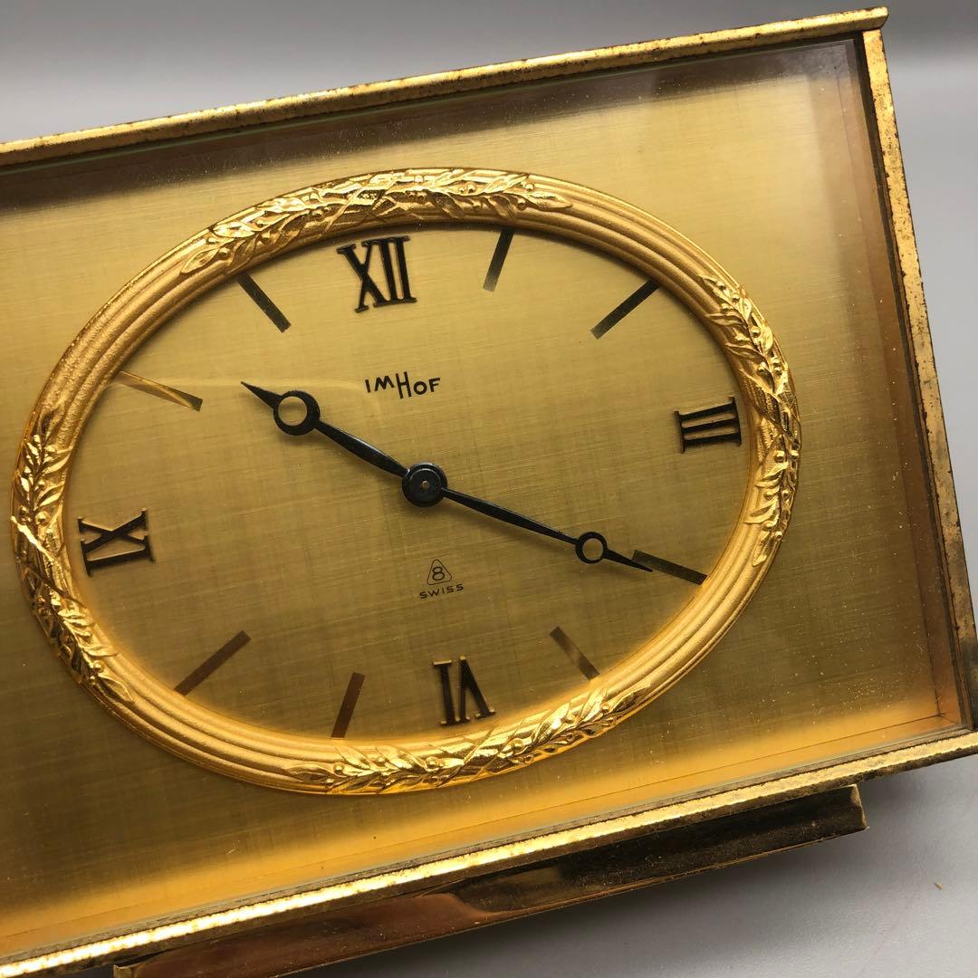 スイス高級時計メーカーIMHOFイムホフアンティーク真鍮ゴールド置き時計クロック