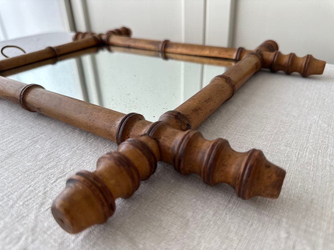 antiqueフランス アンティーク バンブーミラー 壁掛け ウォールミラー 鏡