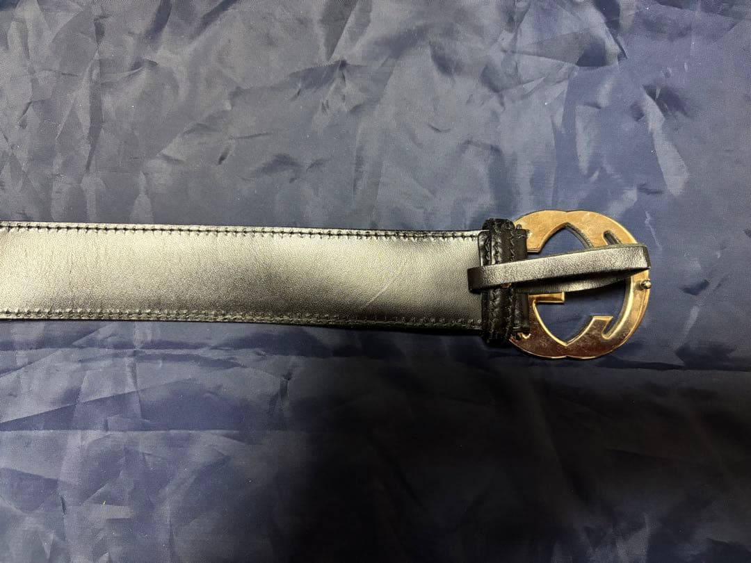 GUCCI グッチ ダブルG ベルト ブラック レザー 正規品 メンズ 使用感有