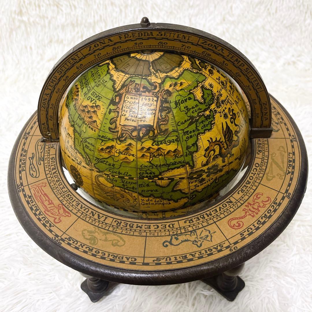 イタリアン 黄道十二宮 ヴィンテージ アンティーク 地球儀 木製 レア 希少