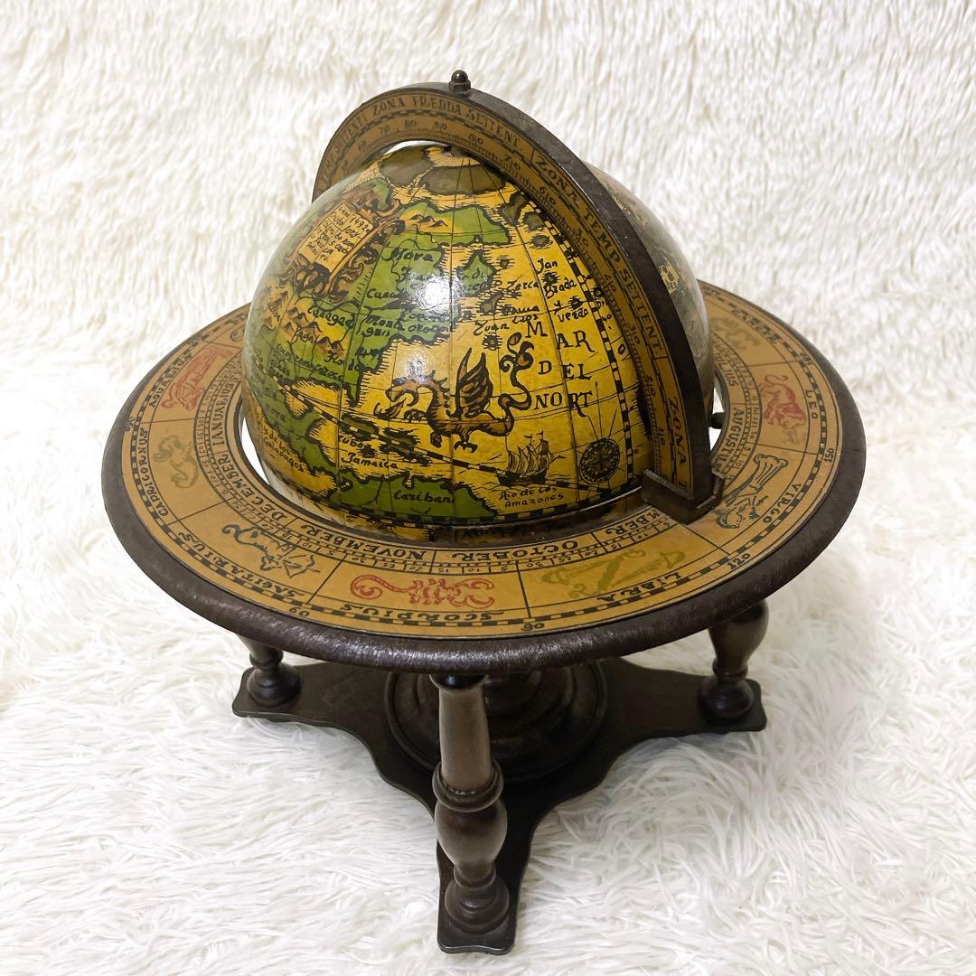 イタリアン 黄道十二宮 ヴィンテージ アンティーク 地球儀 木製 レア 希少