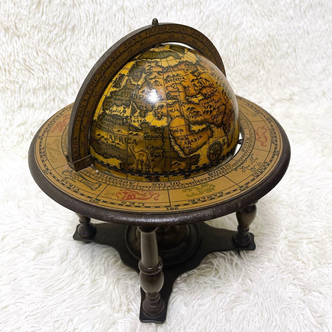 イタリアン 黄道十二宮 ヴィンテージ アンティーク 地球儀 木製 レア 希少