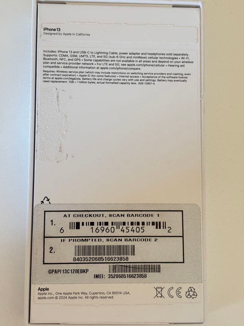 【ほぼ未使用】iPhone 13 128GB SIMフリー ミッドナイト 海外版
