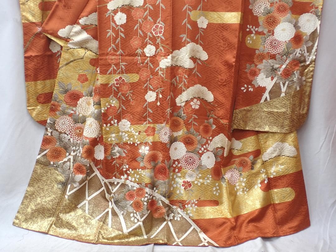 高級振袖 全面柄 金駒刺繍 金彩 身丈164cm(+3cm) 成人式 卒業式