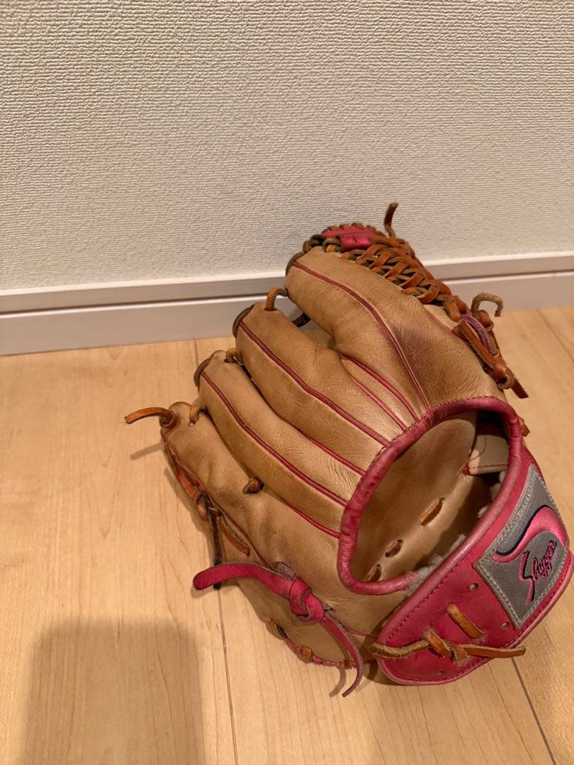 久保田スラッガー内野手用硬式グローブ 右投げ ベージュ/ピンク