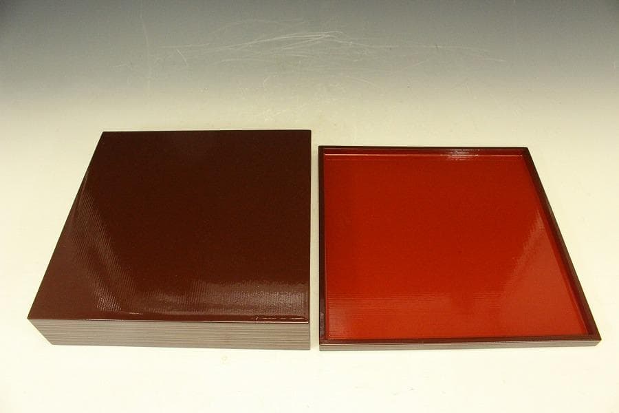 懐石 松花堂 垂れ柳 紋 蓋物 漆塗 十客(LC413)