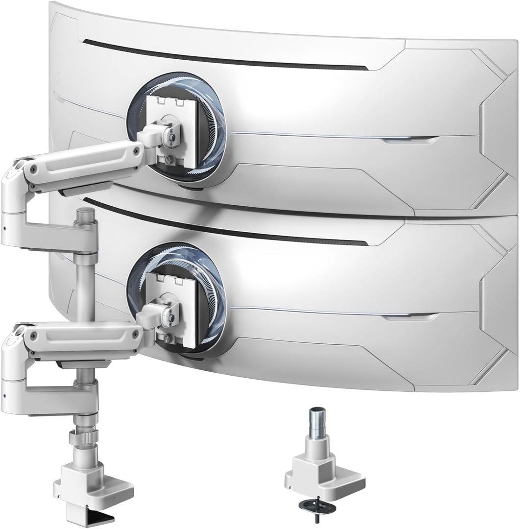 モニターアーム デュアル⭕️17～49インチ対応⭕️上下2画面 ロングポール50cm