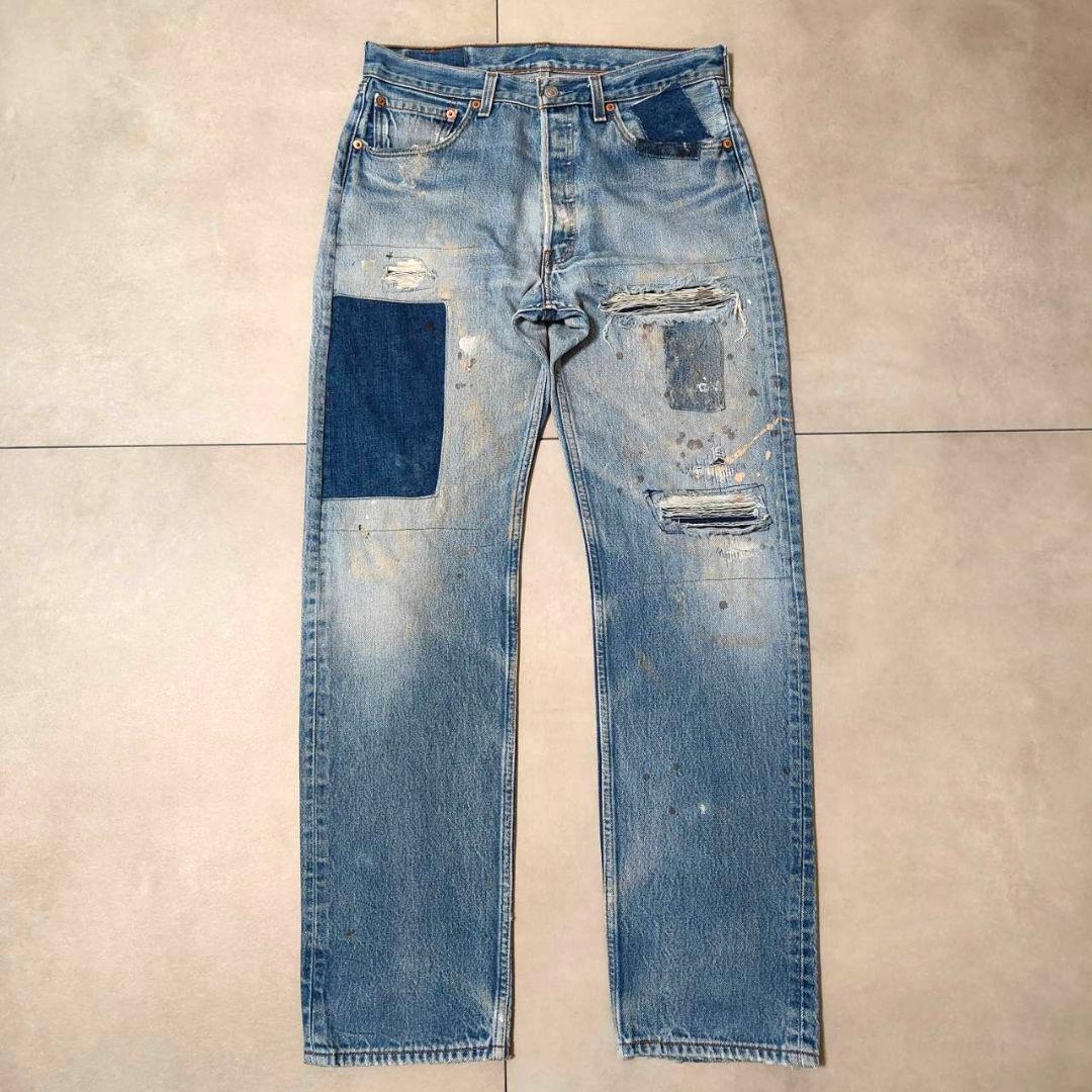 ビンテージ リーバイス 501 グランジデニム ダメージ パッチワーク w34