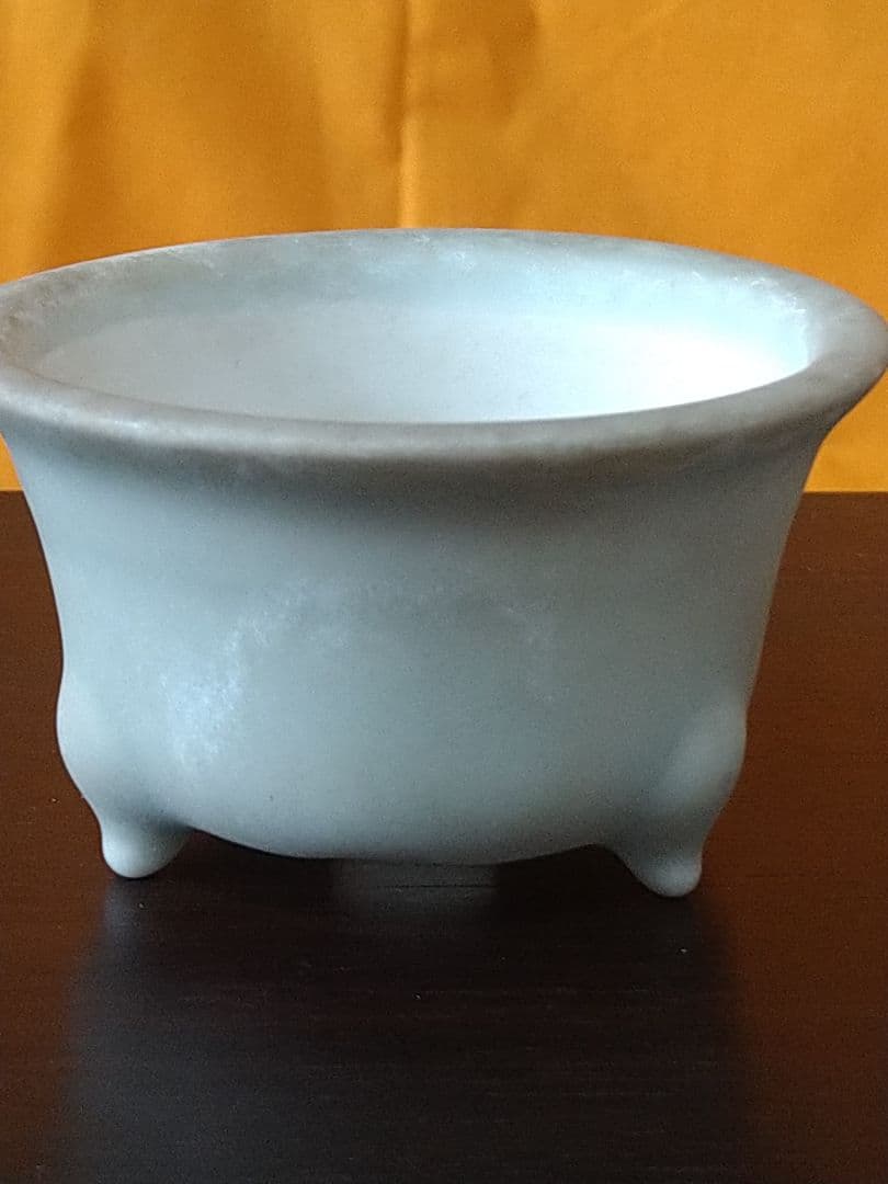 盆栽鉢　盆栽小鉢　落款屯洋 外縁青磁丸鉢