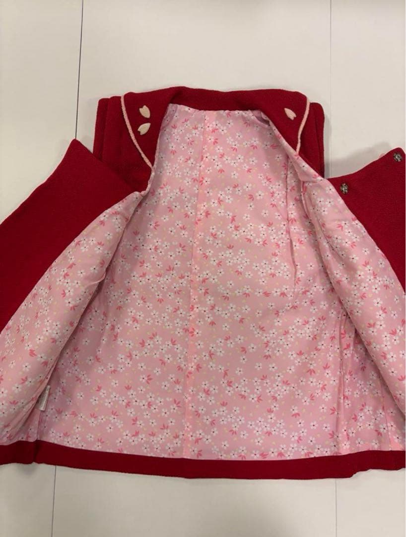 七五三　3歳女の子　着物セット　赤ちりめん　正絹被布　黒に八重桜　新品