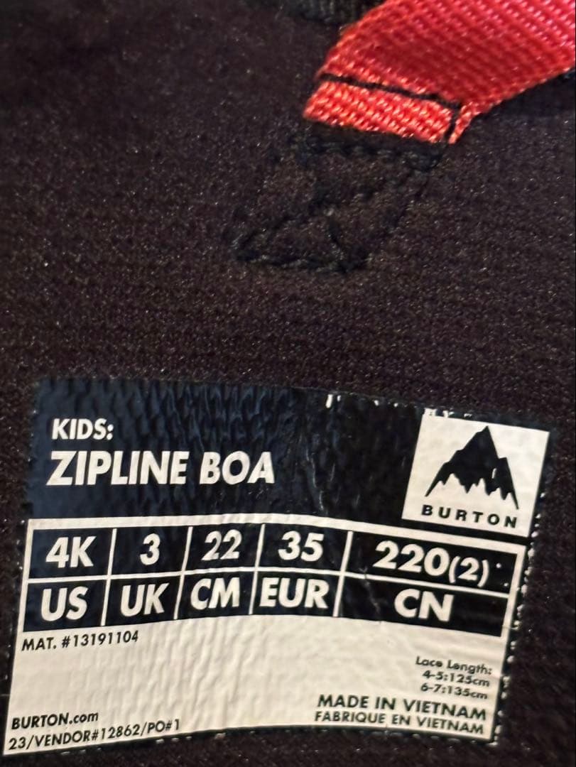 【亮】バートンZIPLINE 子ども用スノーボードブーツ22センチ