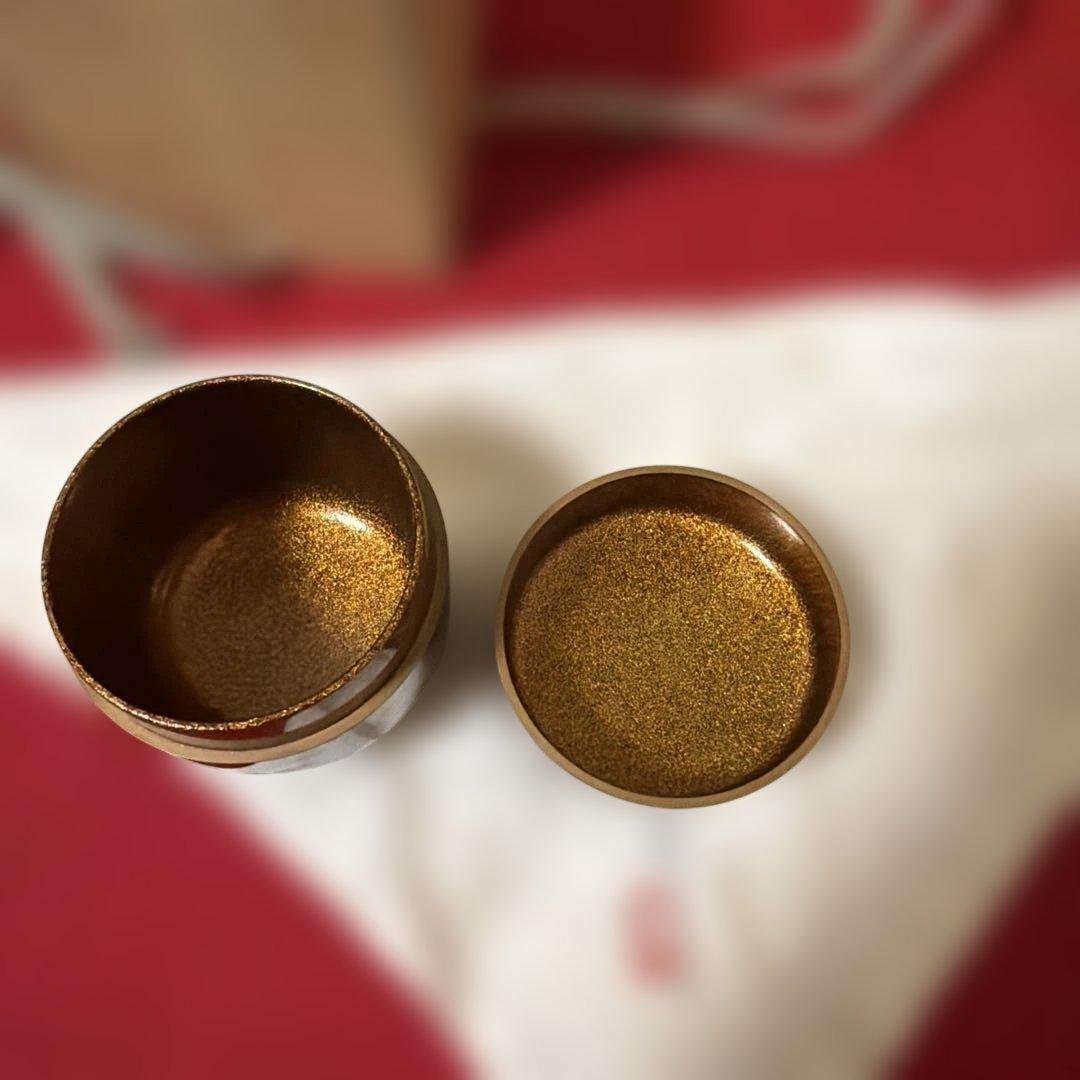 茶道具　棗　内梨子地　誰か袖　蒔絵　前端雅峰作　供箱