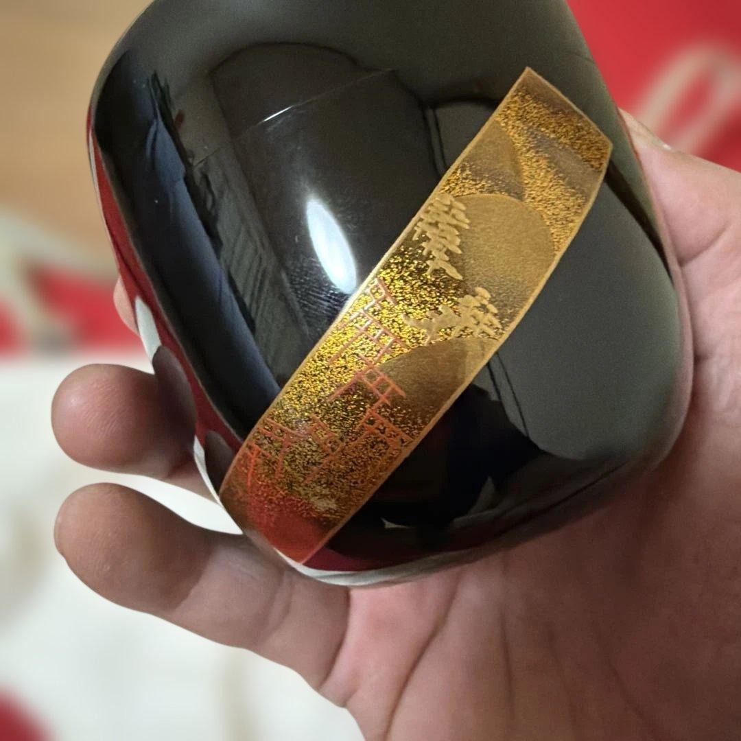 茶道具　棗　内梨子地　誰か袖　蒔絵　前端雅峰作　供箱