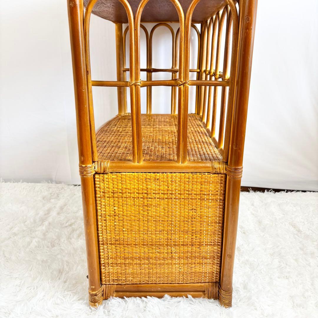 『送料無料』ラタン　キャビネット　サイドボード　収納ラック