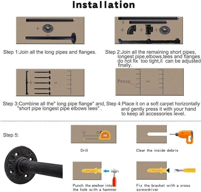 5段壁掛け アイアンシェルフ DIY