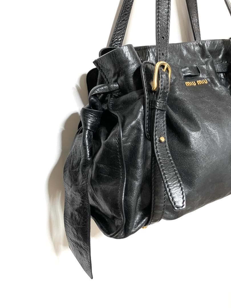 バッグ miu miu VITELLO Ribbon Leather Bag