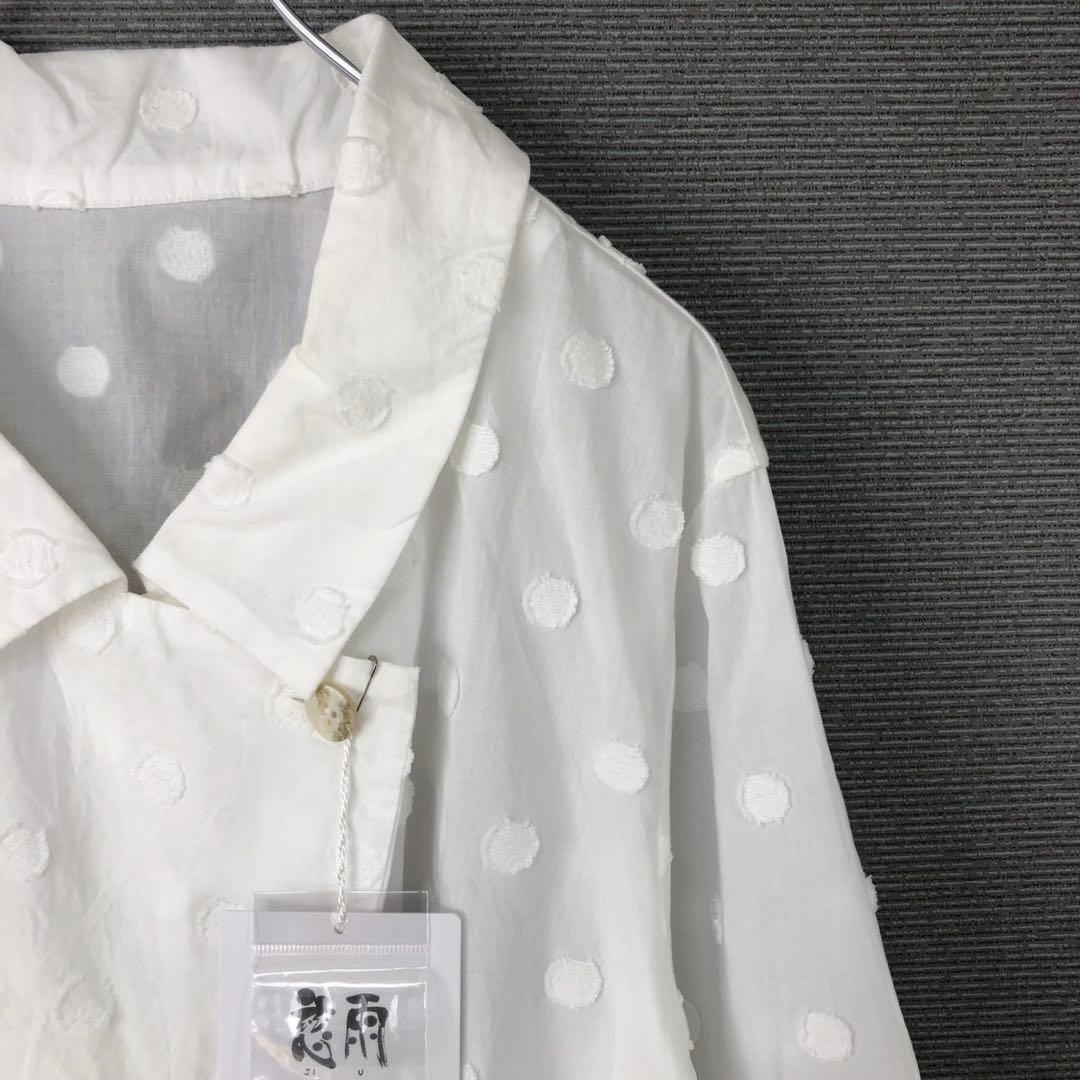 【未使用】センソユニコ 慈雨 ジウ コットン ドット柄ジャガード ブラウス40