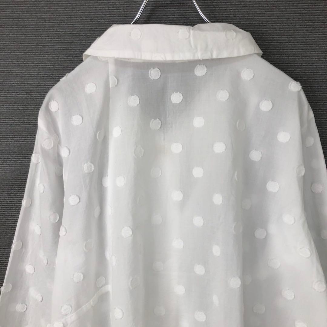 【未使用】センソユニコ 慈雨 ジウ コットン ドット柄ジャガード ブラウス40