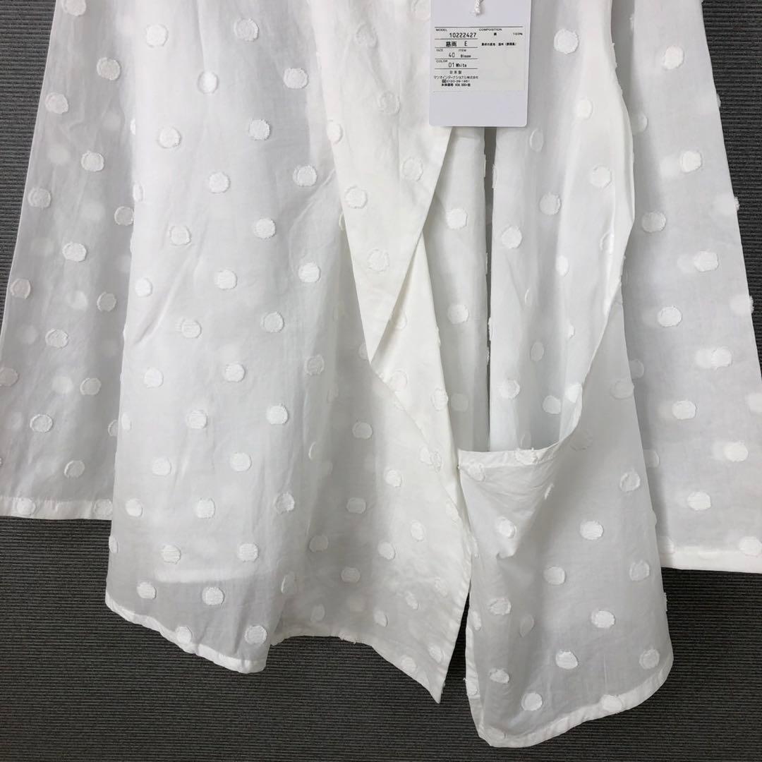 【未使用】センソユニコ 慈雨 ジウ コットン ドット柄ジャガード ブラウス40
