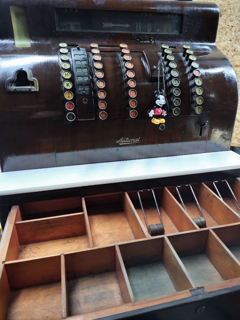アンティークレジスター 木目調 大型 キャッシャー NATIONAL 昭和レトロ
